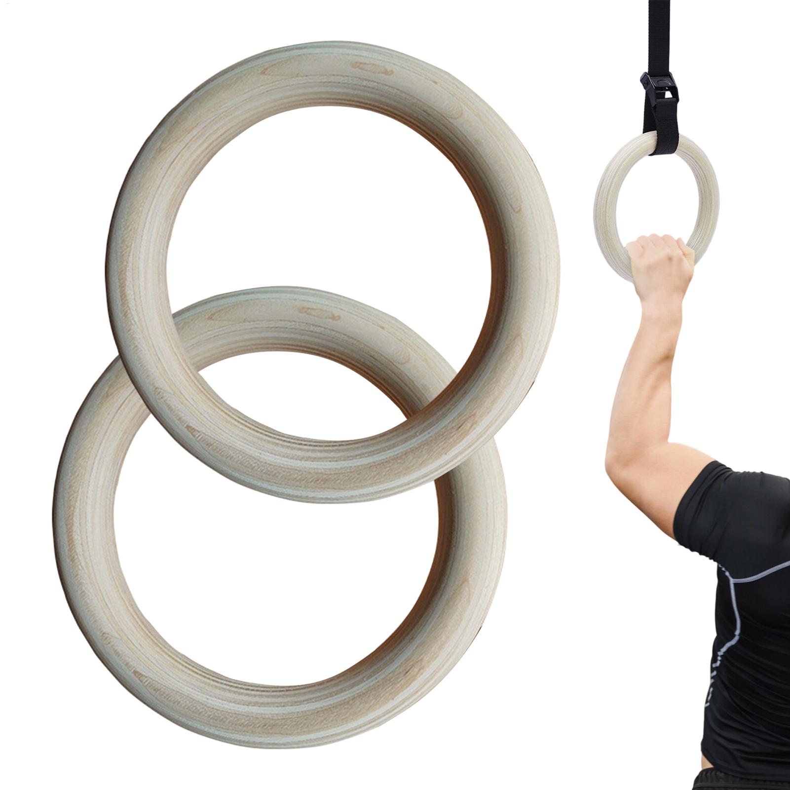 Gymnastic Rings Wooden - 2Pcs/Pairs Wooden Portable Gymnastics Rings Gym