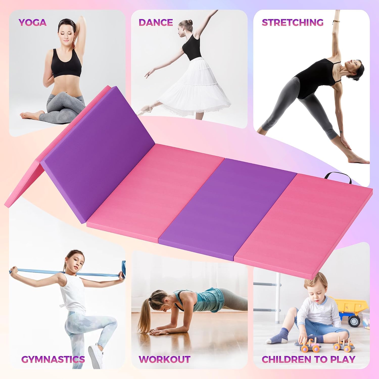 Home Gym Yoga Mat - Foldable Yoga Mat Gymnastics Mat 5-Fold