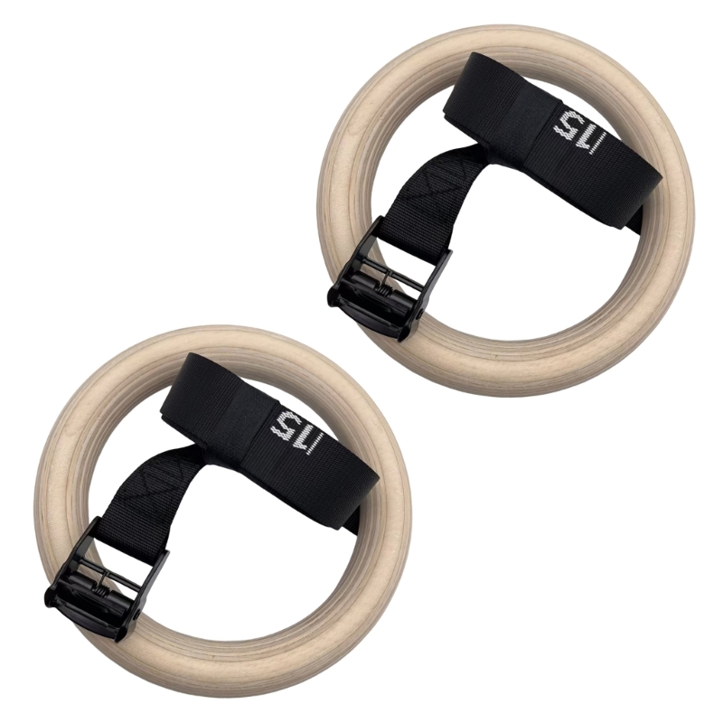Gymnastic Rings Wooden - Q84C Adjustable Wood Gymnastics Rings Exercise