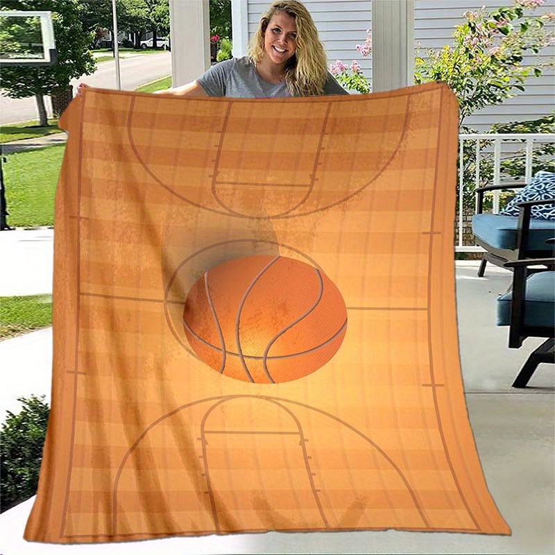 Home Gym And Basketball Court - Basketball court sports theme flannel blanket