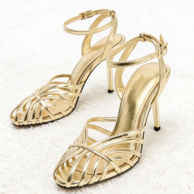 Ankle Strap Attachment - Sexy Gold Hollow Narrow Band High