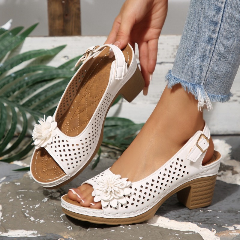 Women Chunky Heel Sandals Summ - Ankle Strap Attachment 评论和价格
