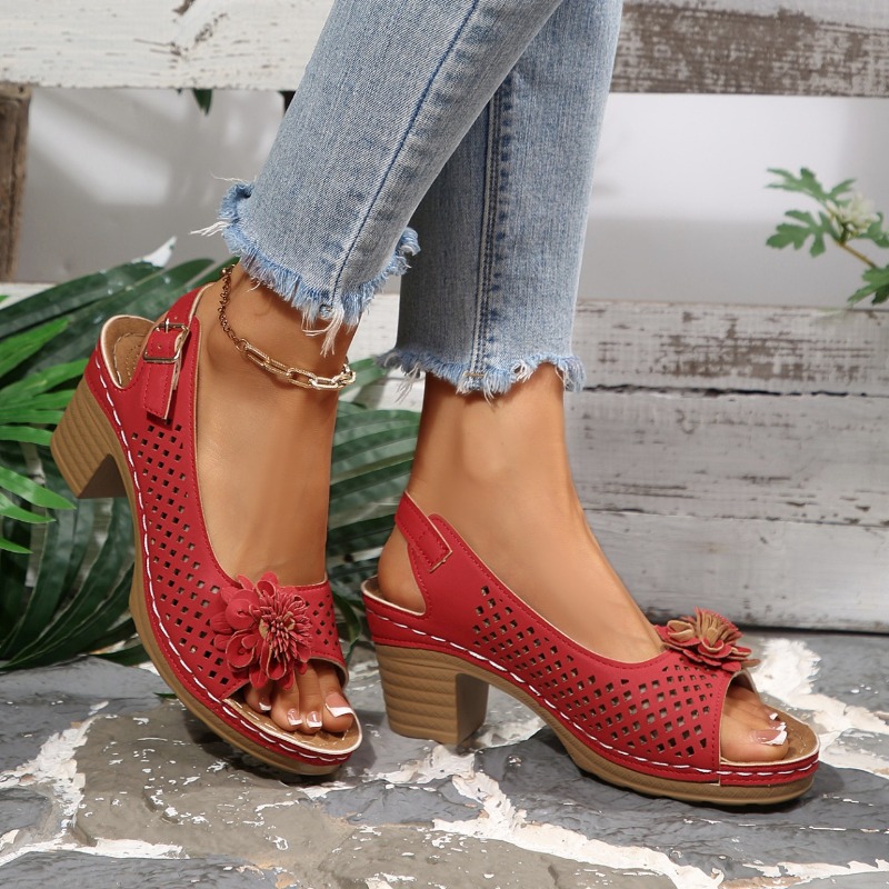 Women Chunky Heel Sandals Summ - Ankle Strap Attachment 评论和价格