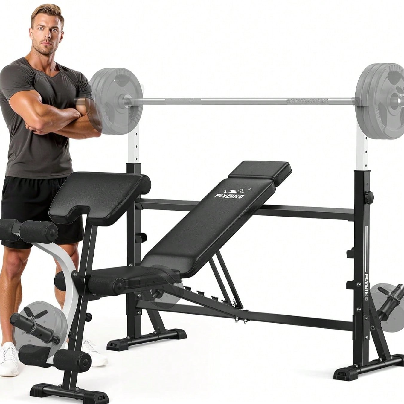 FLYBIRD Adjustable Weight Benc - Home Gym Leg Extension 评论和价格