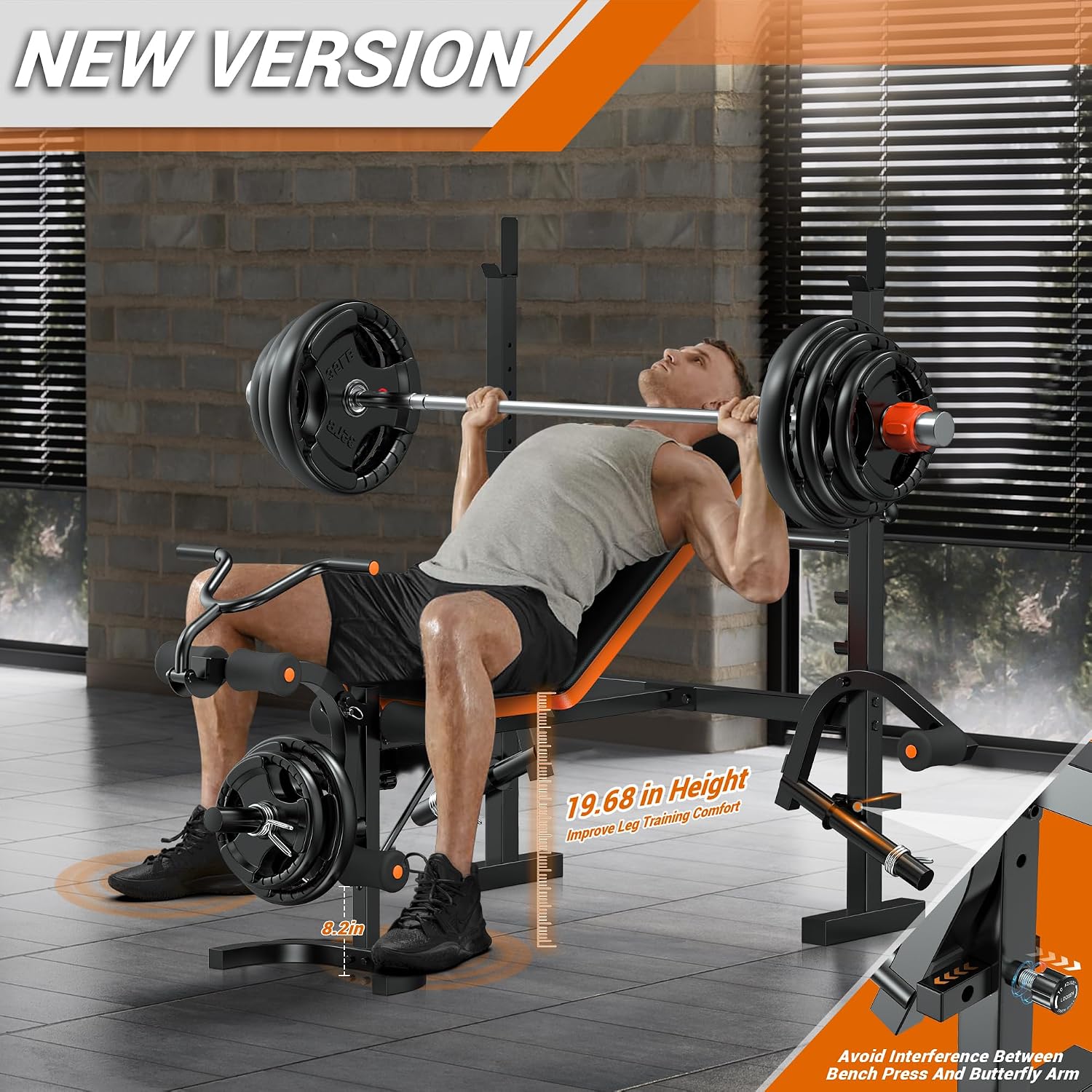 Weight Bench 770LBS with Leg E - Home Gym Leg Extension 评论和价格