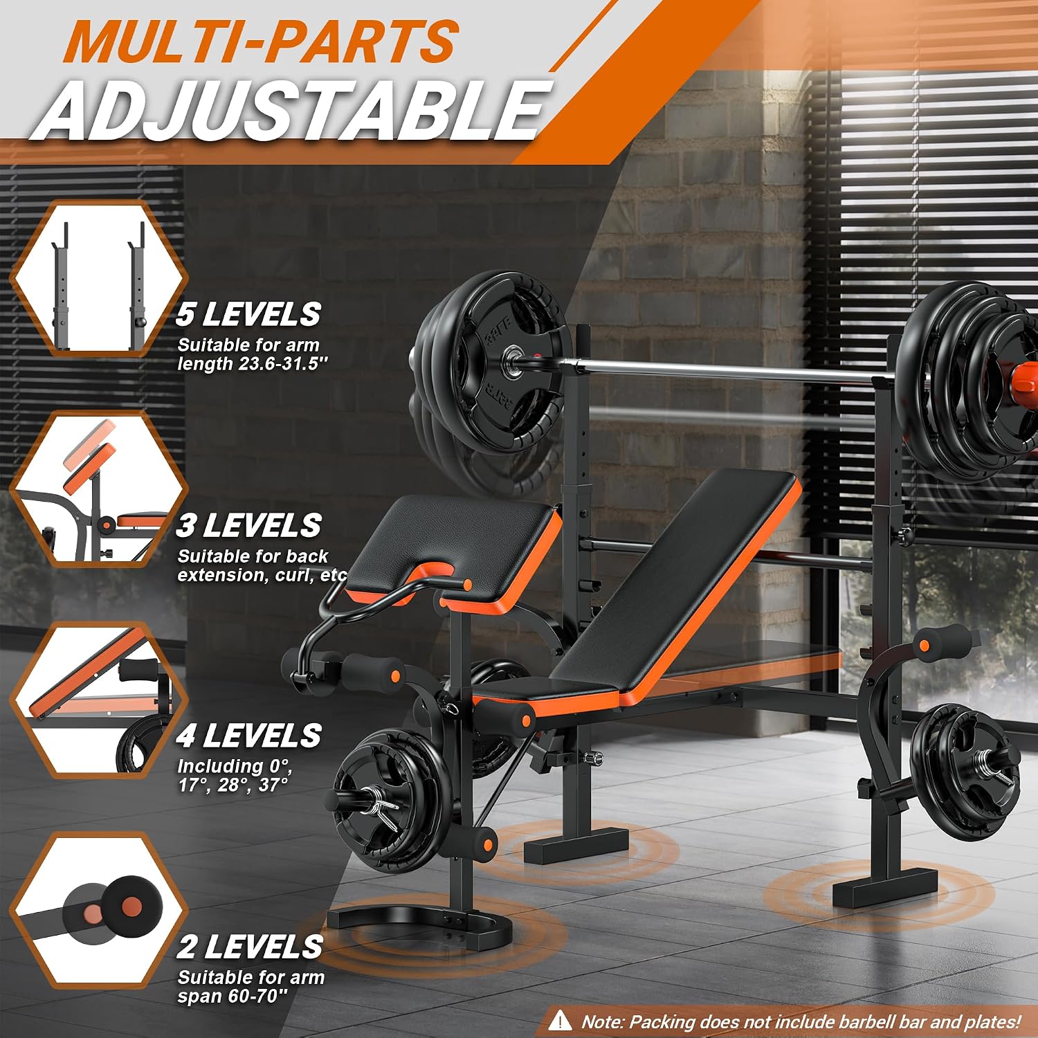 Weight Bench 770LBS with Leg E - Home Gym Leg Extension 评论和价格