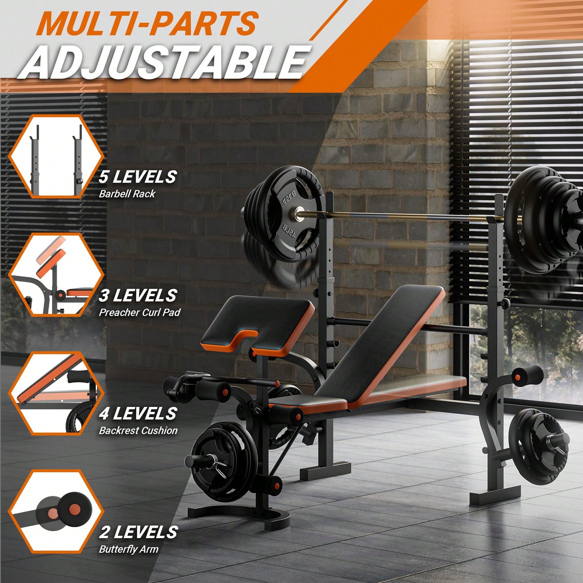 GIKPAL Weight Bench, Bench Pre - Home Gym Leg Extension 评论和价格
