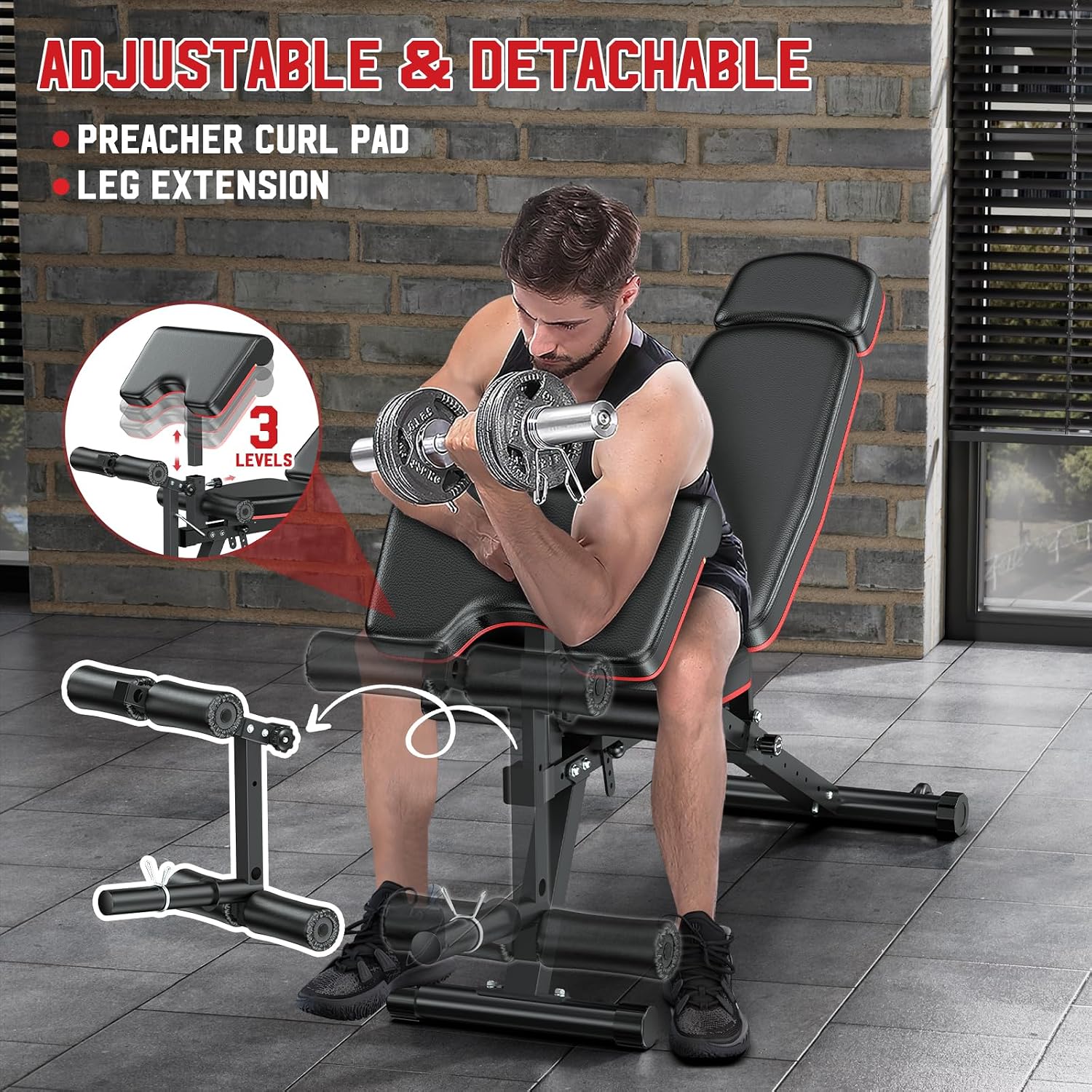 Adjustable Weight Bench with L - Home Gym Leg Extension 评论和价格