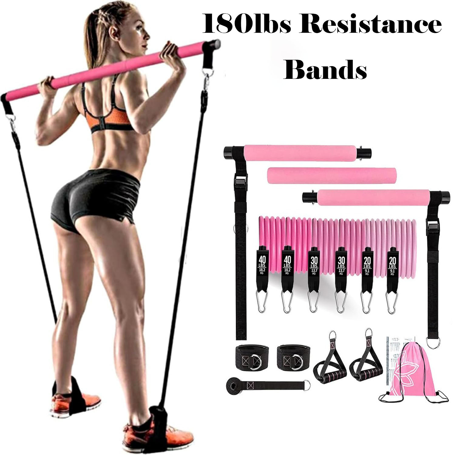 180lbs Resistance Bands with A - Home Gym Full Setup 评论和价格