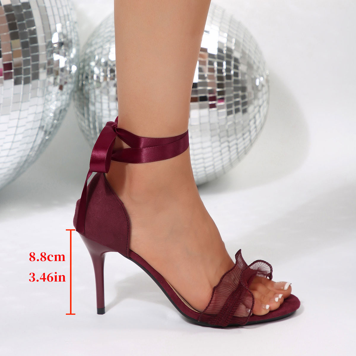 Lace Decorative Black High Hee - Ankle Strap Attachment 评论和价格